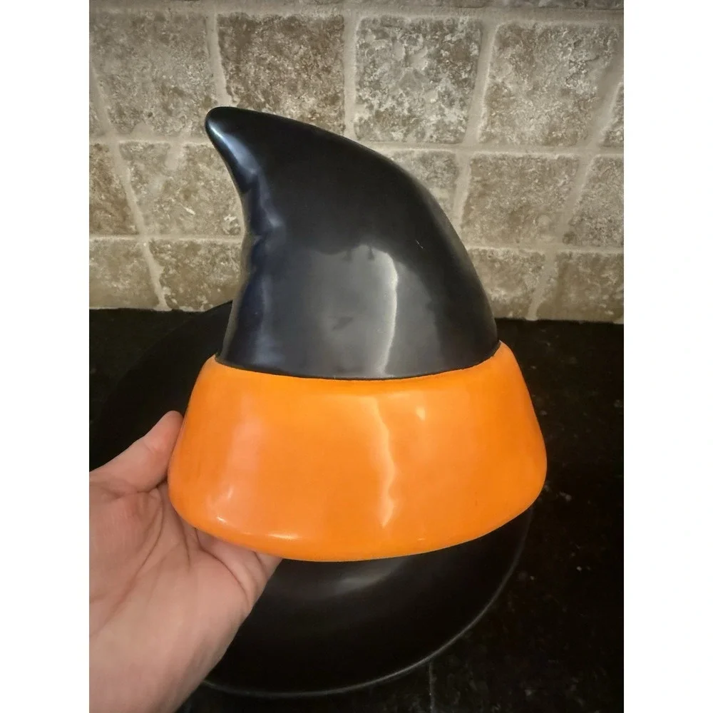 Rae Dunn HOCUS POCUS Halloween Black Orange Chip Dip Tray Removable Hat 10